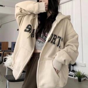 Kadın Bol Mektup Baskılı Termal Astarlı Sweatshirt, Sonbahar, Uzun Kollu Üstler Model 5144