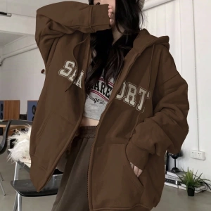 Kadın Bol Mektup Baskılı Termal Astarlı Sweatshirt, Sonbahar, Uzun Kollu Üstler Model 5162