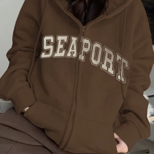 Kadın Bol Mektup Baskılı Termal Astarlı Sweatshirt, Sonbahar, Uzun Kollu Üstler Model 5162