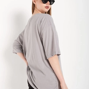 Kadın Boyamalı Gri Oversize T-shirt