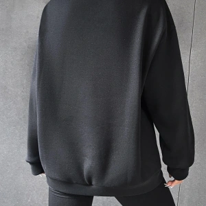 Kadın Brooklyn Baskılı Oversize Bisiklet Yaka Sweatshirt Siyah