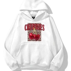 Kadın Cherries Leopar Sweatshirt Beyaz