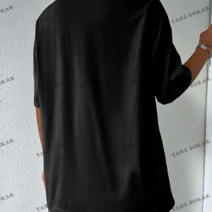 Kadın Çizgili Figür Oversize Siyah