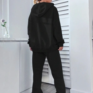 Kadın Dikey Baskılı Sweatshirt Alt Üst Eşofman Takımı Dike-kad-bas