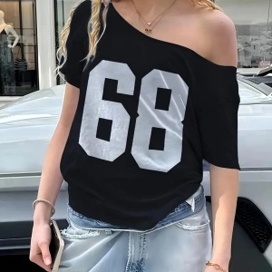 Kadın Düşük Omuz Kayık Yaka 68 Baskılı