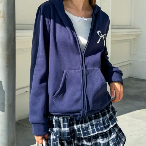 Kadın Düz Renk Kapşonlu Fermuarlı Sweatshirt, Basit Günlük Giyim Model 5180
