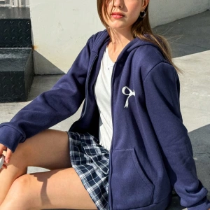 Kadın Düz Renk Kapşonlu Fermuarlı Sweatshirt, Basit Günlük Giyim Model 5180