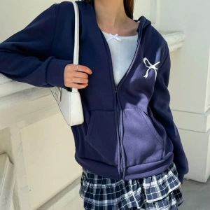 Kadın Düz Renk Kapşonlu Fermuarlı Sweatshirt, Basit Günlük Giyim Model 5180