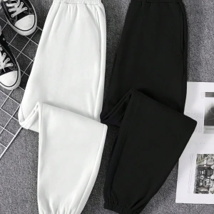 Kadın Düz Renk Ön Bağcıklı Cep Günlük Bağcıklı Spor Pantolonu