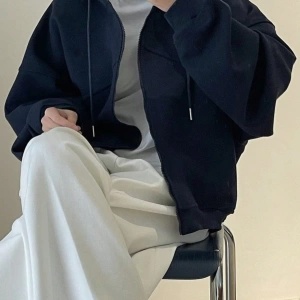 Kadın Düz Renk Ön Fermuarlı Uzun Kollu Minimalist Kapüşonlu, Günlük Giyim, Uzun Kollu  Model 5173