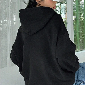 Kadın Ekru Düz Kapüşonlu Oversize 3 iplik Şardonlu Salaş Bol Kesim Hoodie Sweatsh Beyaz