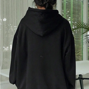 Kadın Ekru Düz Kapüşonlu Oversize 3 iplik Şardonlu Salaş Bol Kesim Hoodie Sweatsh Beyaz