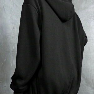 Kadin Ekru Kapüşonlu Fermuarlı 3 Üç Iplik Polar Kanguru Oversize Salaş Sweatshirt Beyaz