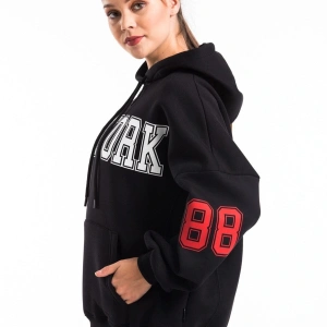Kadın Ekru Renk Baskı Detaylı Oversize Sweatshirt Cy84191 Beyaz