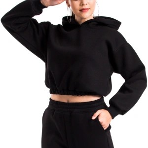 Kadın Ekru Renk Kapüşonlu Crop Kesim Sweatshirt Cy84196 Beyaz