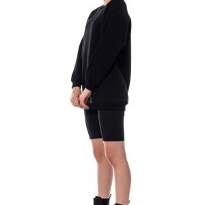 Kadın Ekru Renk Uzun Kesim Basic Örme Sweatshirt Cy84197 Beyaz