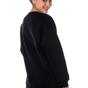 Kadın Ekru Renk Uzun Kesim Basic Örme Sweatshirt Cy84197 Beyaz