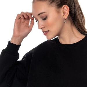 Kadın Ekru Renk Uzun Kesim Basic Örme Sweatshirt Cy84197 Beyaz