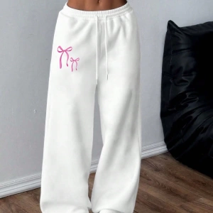 Kadın Fiyonk Desenli Eşofman Altı, Minimalist, Genç, Kampüs Stili, Moda, Rahat, Yolculuk, Spo