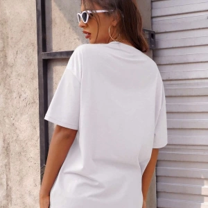 Kadın FLORİDA Renkli Özel Baskılı Renkli Oversize Bisiklet Yaka Penye T-Shirt
