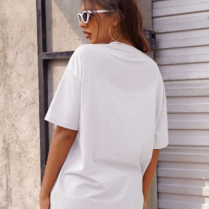 Kadın FLORİDA Renkli Özel Baskılı Renkli Oversize Bisiklet Yaka Penye T-Shirt