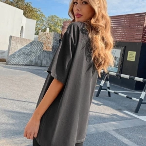 Kadın Füme Oversize Michigan Baskılı T-shirt