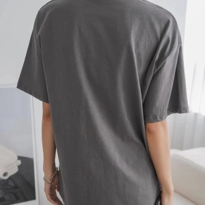 Kadın Füme Penguen Baskılı Oversize T-shirt