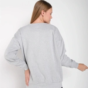 Kadın Gri Houston Baskılı Bisiklet Yaka Oversize Sweatshirt mdgnhouston