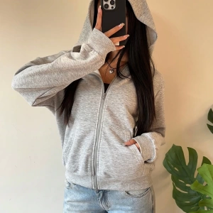 Kadın Gri Örme Kapşonlu Sweatshirt Model 5134