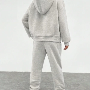 Kadın Günlük Harf Baskılı Bol Kesim Yuvarlak Yaka Sweatshirt Ve Eşofman Altı 2 Parça S