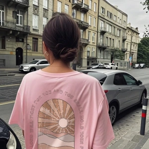 Kadın Günlük Tatil Yuvarlak Yaka Kısa Kollu Tişört Slogan Baskılı Kadın Üstü.