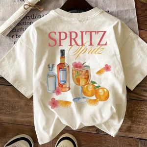 Kadın Günlük Üstler Tişörtler, Meyve Karpuz Portakal Kiraz Baget Desen Baskılı Üstler, Yazlık