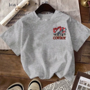 Kadın Günlük Yuvarlak Yaka Tişört Karikatür Kedi Baskılı, Polyester Örgü Kumaş, Kısa Kollu Ya