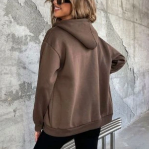 Kadın Kahverengi Düz Fermuarlı Kapüşonlu Ceket benisengiydirdüzceket Kahverengi