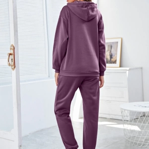 Kadın Kapşonlu Bağcıklı Sweatshirt ve Eşofman Altı Takımı