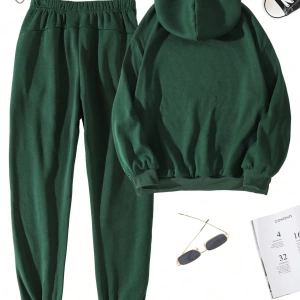 Kadın Kapşonlu Bağcıklı Sweatshirt ve Eşofman Altı Takımı