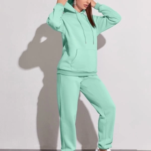 Kadın Kapşonlu Bağcıklı Sweatshirt ve Eşofman Altı Takımı
