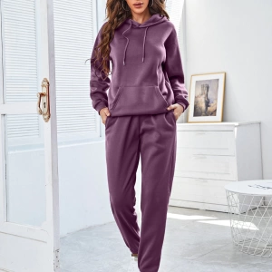 Kadın Kapşonlu Bağcıklı Sweatshirt ve Eşofman Altı Takımı