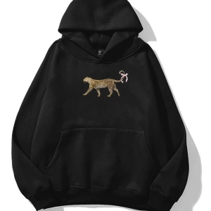 Kadın Leopar Kuyruk Kurdele Sweatshirt