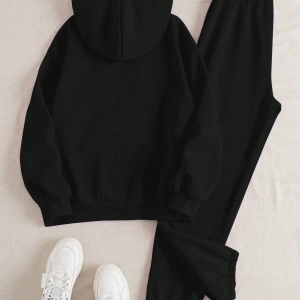 Kadın Mektup Baskılı Sweatshirt Ve Eşofman Altı İki Parça Set