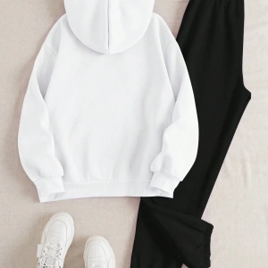 Kadın Mektup Baskılı Sweatshirt Ve Eşofman Altı İki Parça Set