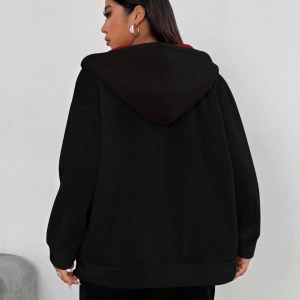 Kadın Mektup Baskılı Uzun Kollu Fermuarlı Günlük Kapşonlu Sweatshirt, Sonb Model 5178