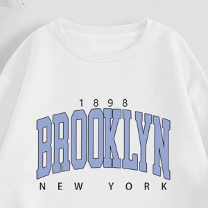 Kadın Mektup Baskılı Yuvarlak Yaka Sweatshirt Ve Eşofman Altı Takımı