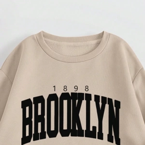 Kadın Mektup Baskılı Yuvarlak Yaka Sweatshirt Ve Eşofman Altı Takımı