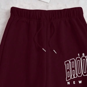 Kadın Mektup Baskılı Yuvarlak Yaka Sweatshirt Ve Eşofman Altı Takımı