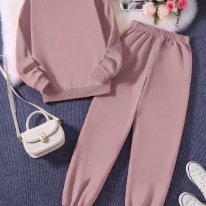 Kadın Mektup Baskılı Yuvarlak Yaka Uzun Kollu Sweatshirt Ve Bağcıklı Bel Paçalı Eşofma