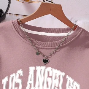 Kadın Mektup Baskılı Yuvarlak Yaka Uzun Kollu Sweatshirt Ve Bağcıklı Bel Paçalı Eşofma