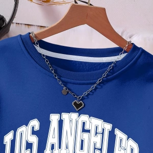 Kadın Mektup Baskılı Yuvarlak Yaka Uzun Kollu Sweatshirt Ve Bağcıklı Bel Paçalı Eşofma