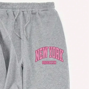 Kadın Mektup Baskılı Yuvarlak Yaka Uzun Kollu Sweatshirt Ve Bağcıklı Jogger Pantolon R