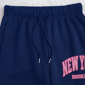 Kadın Mektup Baskılı Yuvarlak Yaka Uzun Kollu Sweatshirt Ve Bağcıklı Jogger Pantolon R